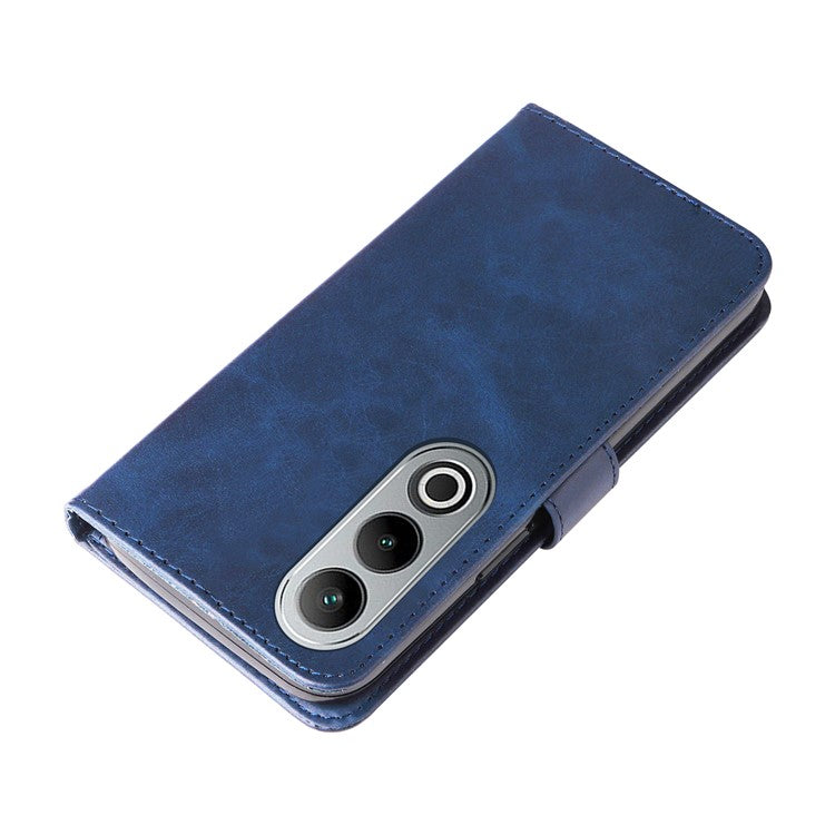 For OnePlus Nord CE4 5G / Oppo K12 Case Calf Texture PU Leather Zipper Pocket Wallet Phone Cover - Blue