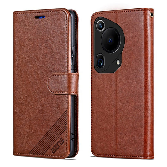 AZNS For Huawei Pura 70 Ultra Case Folding Stand PU Leather Wallet Phone Cover - Brown