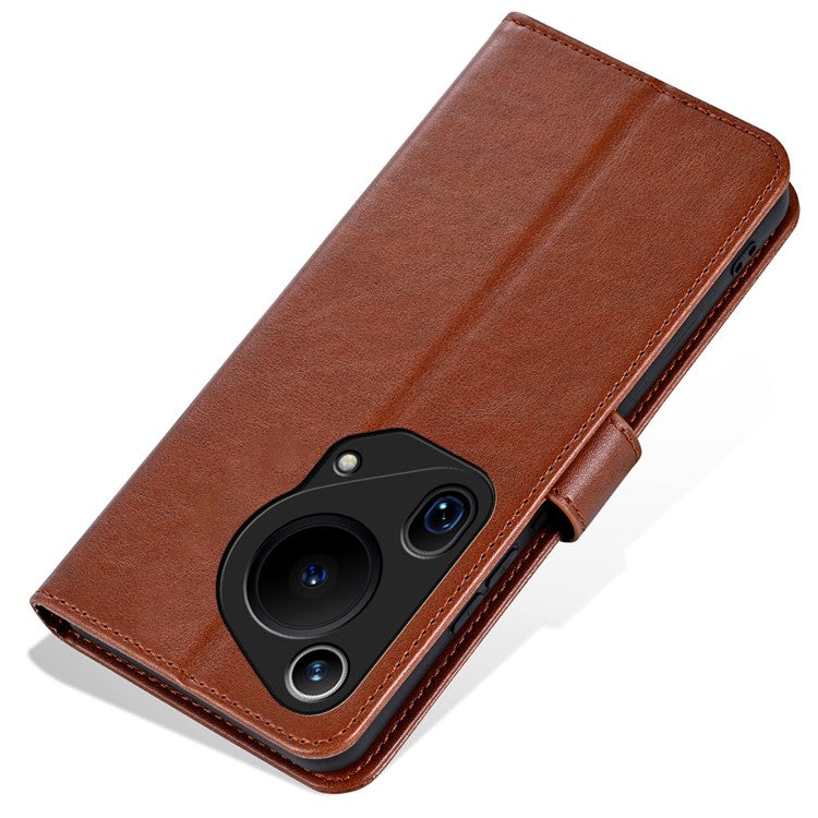 AZNS For Huawei Pura 70 Ultra Case Folding Stand PU Leather Wallet Phone Cover - Brown