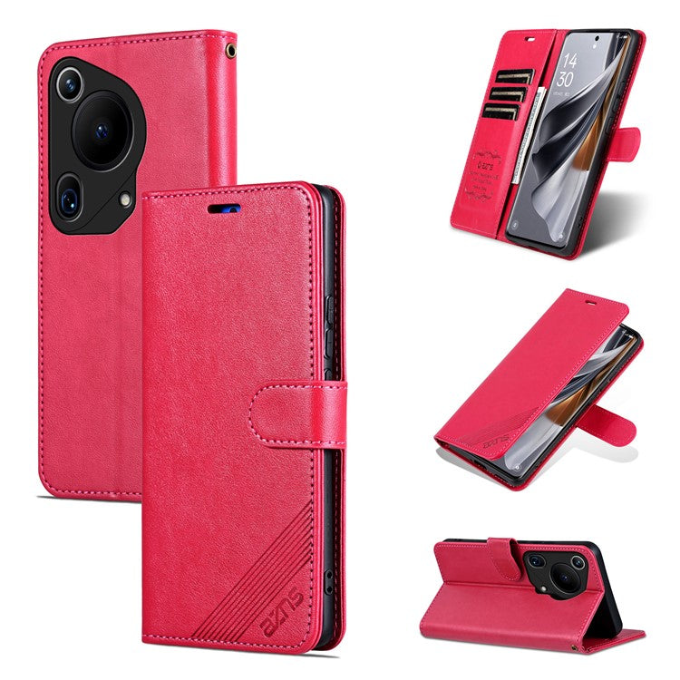 AZNS For Huawei Pura 70 Ultra Case Folding Stand PU Leather Wallet Phone Cover - Red