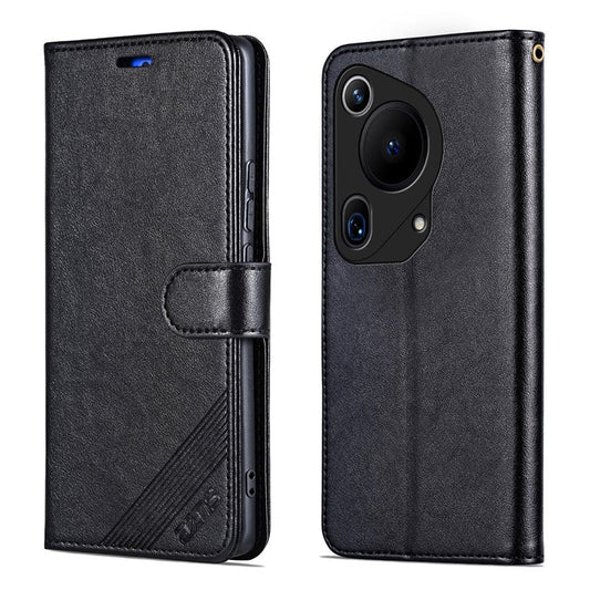 AZNS For Huawei Pura 70 Ultra Case Folding Stand PU Leather Wallet Phone Cover - Black
