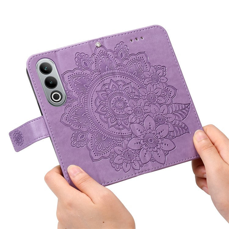 For OnePlus Nord CE4 5G / Oppo K12 Case Flower PU Leather Phone Cover with Wallet Stand - Purple
