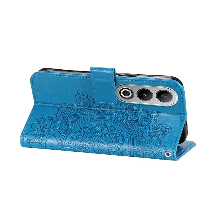 For OnePlus Nord CE4 5G / Oppo K12 Case Flower PU Leather Phone Cover with Wallet Stand - Blue