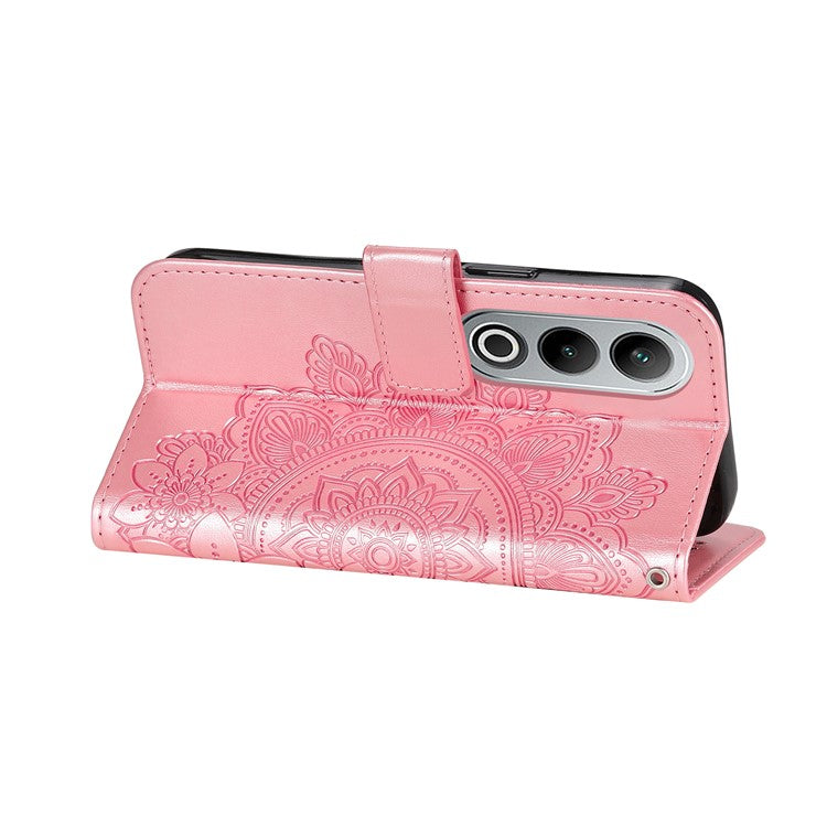 For OnePlus Nord CE4 5G / Oppo K12 Case Flower PU Leather Phone Cover with Wallet Stand - Pink