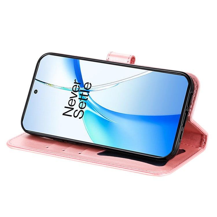 For OnePlus Nord CE4 5G / Oppo K12 Case Flower PU Leather Phone Cover with Wallet Stand - Pink