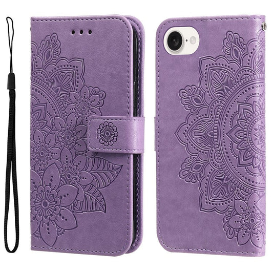 For iPhone 16e Leather Wallet Case Flower Pattern Mobile Accessories Wholesale - Purple