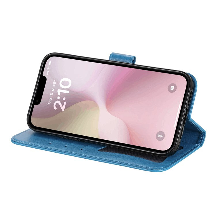 For iPhone 16e Leather Wallet Case Flower Pattern Mobile Accessories Wholesale - Blue
