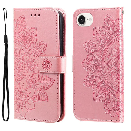 For iPhone 16e Leather Wallet Case Flower Pattern Mobile Accessories Wholesale - Pink