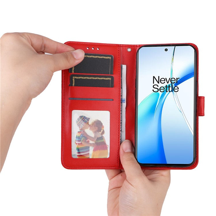 For OnePlus Nord CE4 5G / Oppo K12 Wallet Case Sunflower Leather Phone Cover with Stand - Red