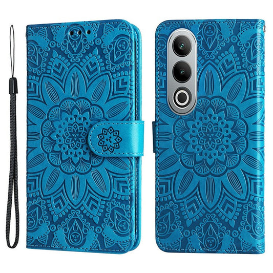 For OnePlus Nord CE4 5G / Oppo K12 Wallet Case Sunflower Leather Phone Cover with Stand - Blue
