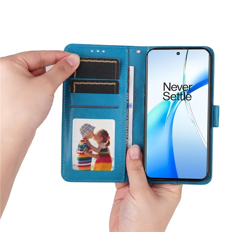 For OnePlus Nord CE4 5G / Oppo K12 Wallet Case Sunflower Leather Phone Cover with Stand - Blue