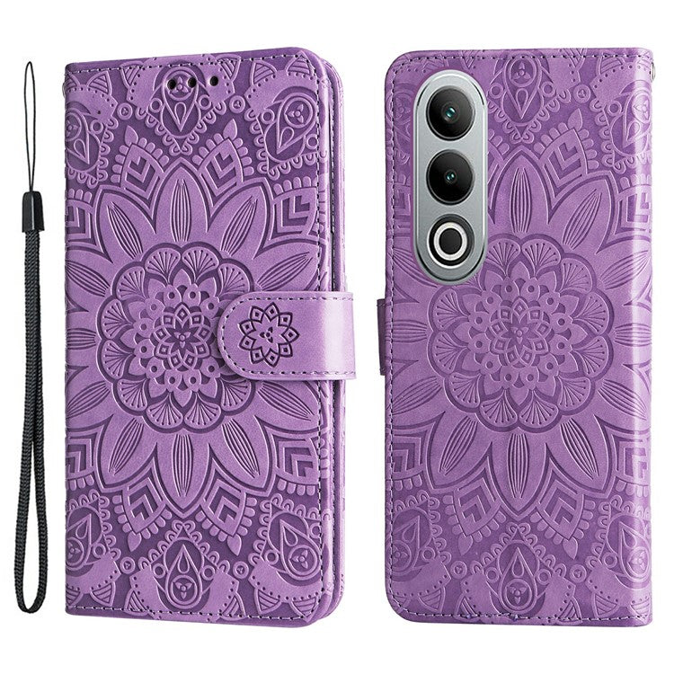For OnePlus Nord CE4 5G / Oppo K12 Wallet Case Sunflower Leather Phone Cover with Stand - Purple