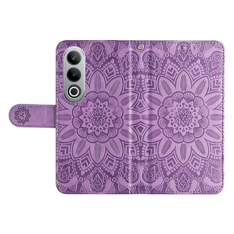 For OnePlus Nord CE4 5G / Oppo K12 Wallet Case Sunflower Leather Phone Cover with Stand - Purple