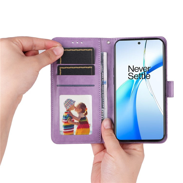 For OnePlus Nord CE4 5G / Oppo K12 Wallet Case Sunflower Leather Phone Cover with Stand - Purple