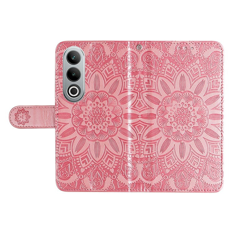 For OnePlus Nord CE4 5G / Oppo K12 Wallet Case Sunflower Leather Phone Cover with Stand - Pink