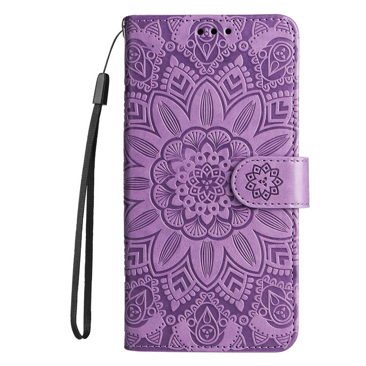 For iPhone 16e Magnetic Phone Case Shockproof Sunflower Leather Stand Cover - Purple