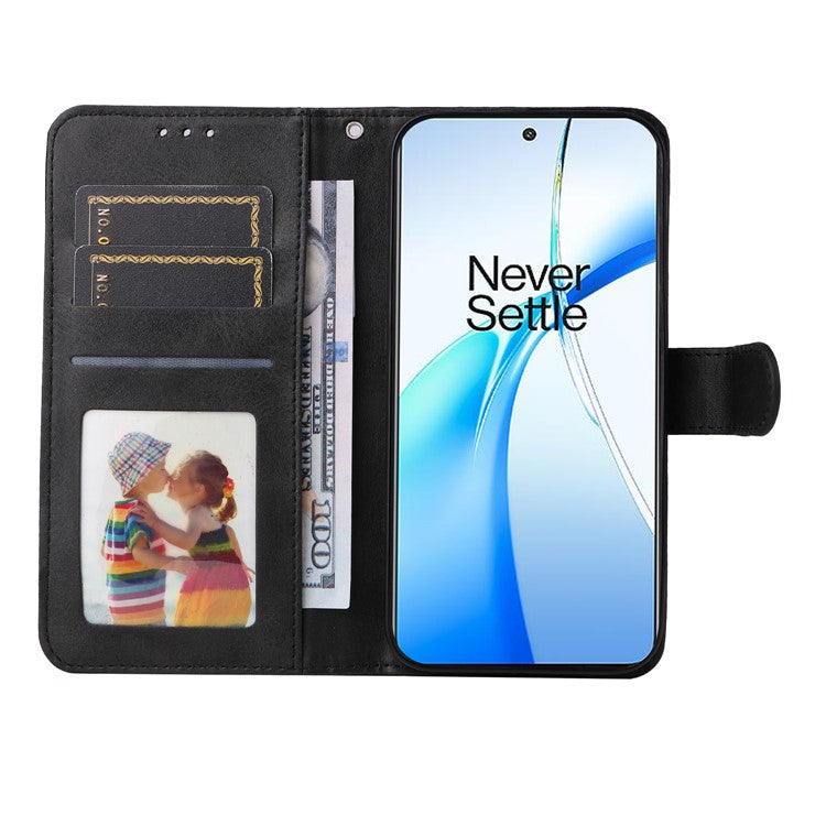 Phone Stand Case for OnePlus Nord CE4 5G / Oppo K12 Magnetic Leather Flip Wallet Phone Cover - Black