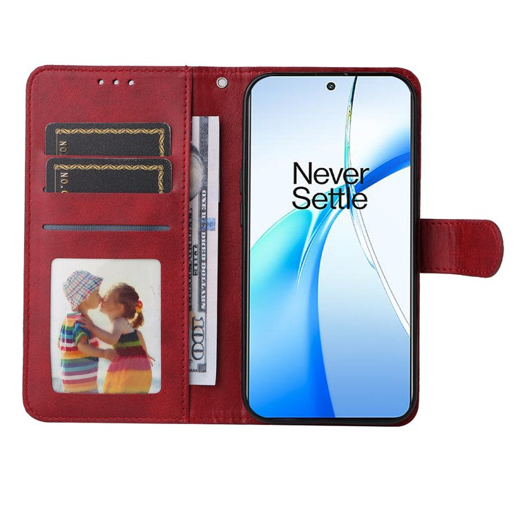 Phone Stand Case for OnePlus Nord CE4 5G / Oppo K12 Magnetic Leather Flip Wallet Phone Cover - Red