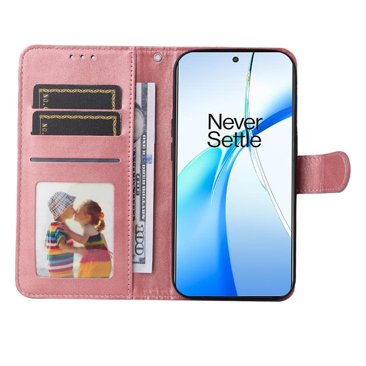 Phone Stand Case for OnePlus Nord CE4 5G / Oppo K12 Magnetic Leather Flip Wallet Phone Cover - Pink