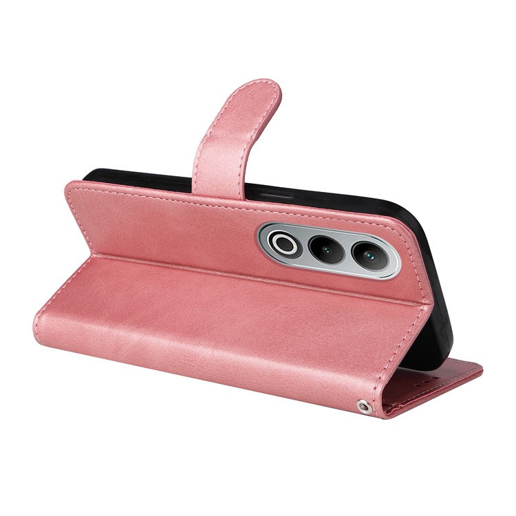 Phone Stand Case for OnePlus Nord CE4 5G / Oppo K12 Magnetic Leather Flip Wallet Phone Cover - Pink