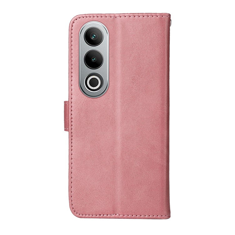 Phone Stand Case for OnePlus Nord CE4 5G / Oppo K12 Magnetic Leather Flip Wallet Phone Cover - Pink