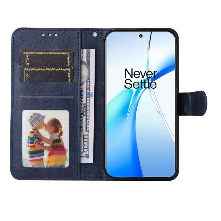 Phone Stand Case for OnePlus Nord CE4 5G / Oppo K12 Magnetic Leather Flip Wallet Phone Cover - Blue