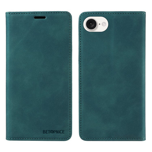BETOPNICE 003 For iPhone 16e Wallet Case RFID Blocking Leather+TPU Shockproof Phone Shell - Green