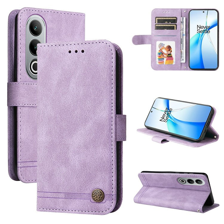 Stand Case for OnePlus Nord CE4 5G / Oppo K12 Folio Flip Leather+TPU Phone Cover - Purple