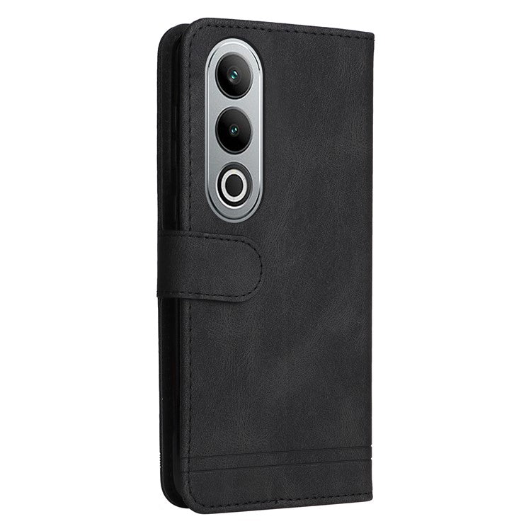 Stand Case for OnePlus Nord CE4 5G / Oppo K12 Folio Flip Leather+TPU Phone Cover - Black