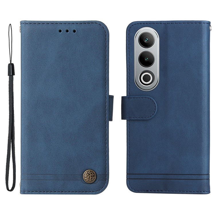 Stand Case for OnePlus Nord CE4 5G / Oppo K12 Folio Flip Leather+TPU Phone Cover - Blue