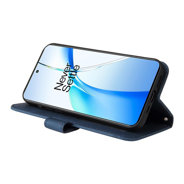 Stand Case for OnePlus Nord CE4 5G / Oppo K12 Folio Flip Leather+TPU Phone Cover - Blue