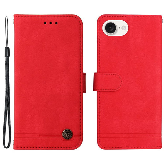 For iPhone 16e Case Magnetic Clasp Folio Flip Stand Leather+TPU Phone Cover - Red