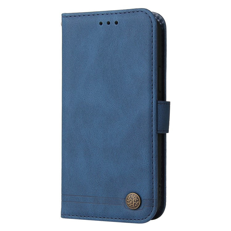 For iPhone 16e Case Magnetic Clasp Folio Flip Stand Leather+TPU Phone Cover - Blue
