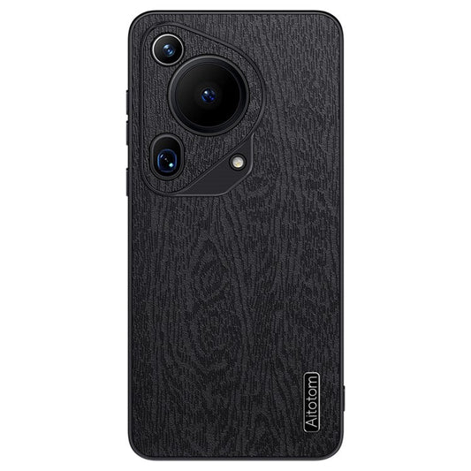 For Huawei Pura 70 Ultra Cases Wood Texture PU+PC+TPU Phone Cover - Black