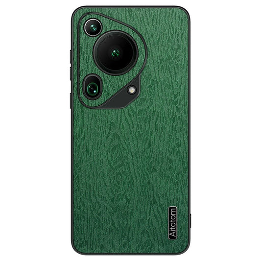 For Huawei Pura 70 Ultra Cases Wood Texture PU+PC+TPU Phone Cover - Green