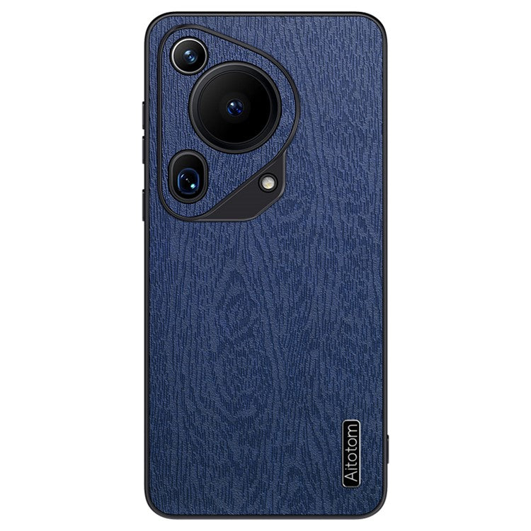 For Huawei Pura 70 Ultra Cases Wood Texture PU+PC+TPU Phone Cover - Blue
