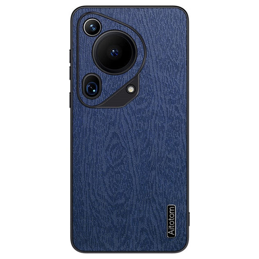 For Huawei Pura 70 Ultra Cases Wood Texture PU+PC+TPU Phone Cover - Blue