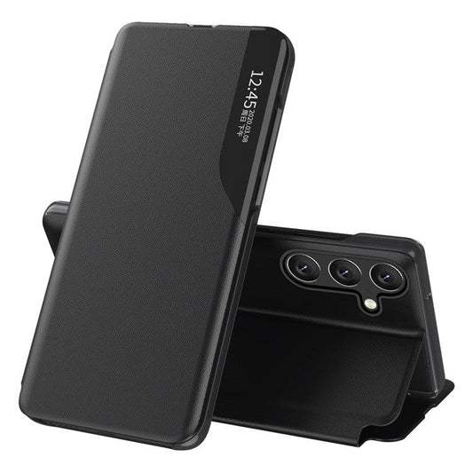 For Samsung Galaxy M55 5G / C55 5G / F55 5G Leather Case Stand Phone Cover with View Window - Black