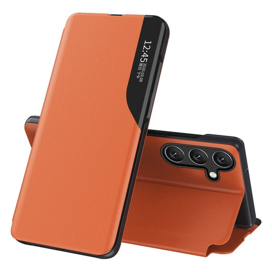 For Samsung Galaxy M55 5G / C55 5G / F55 5G Leather Case Stand Phone Cover with View Window - Orange