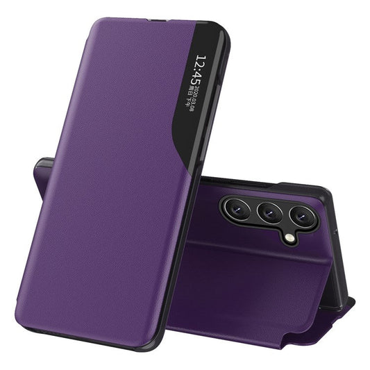 For Samsung Galaxy M55 5G / C55 5G / F55 5G Leather Case Stand Phone Cover with View Window - Purple