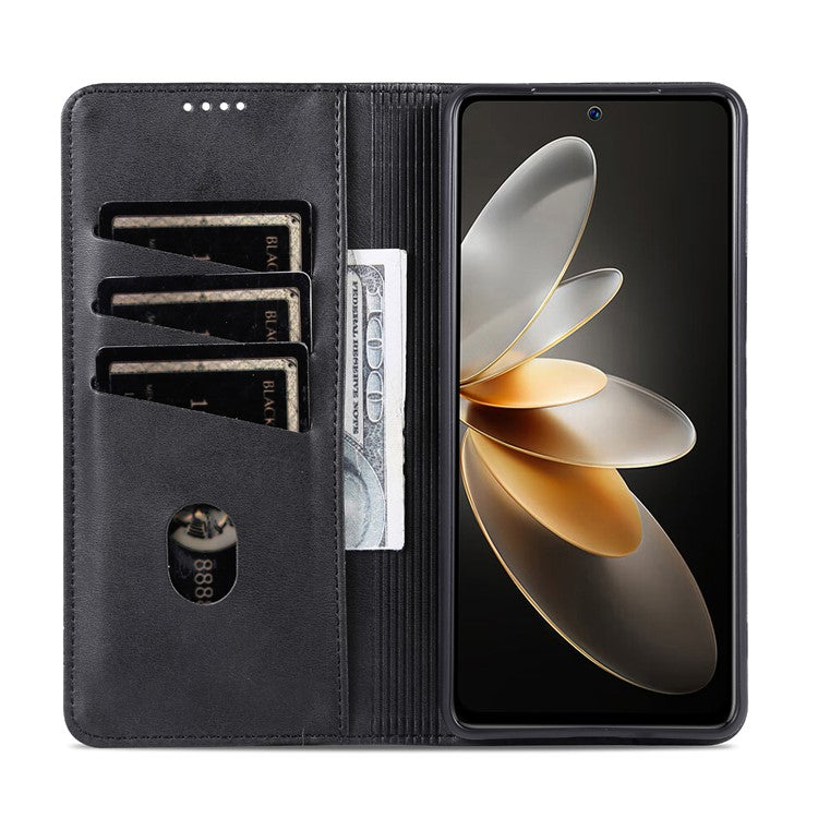AZNS For Samsung Galaxy M55 5G / C55 5G / F55 5G Case Wallet PU Leather Magnetic Absorption Phone Cover - Black