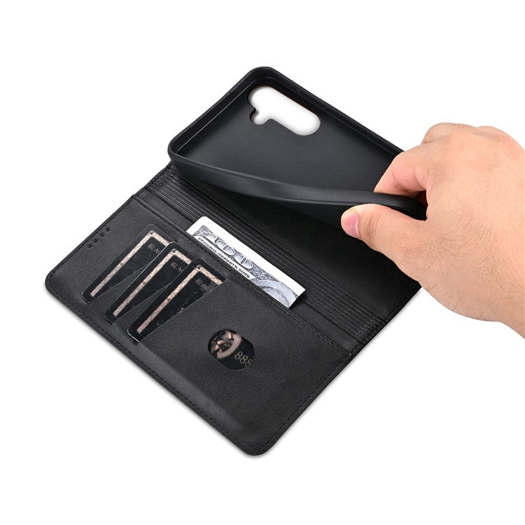 AZNS For Samsung Galaxy M55 5G / C55 5G / F55 5G Case Wallet PU Leather Magnetic Absorption Phone Cover - Black