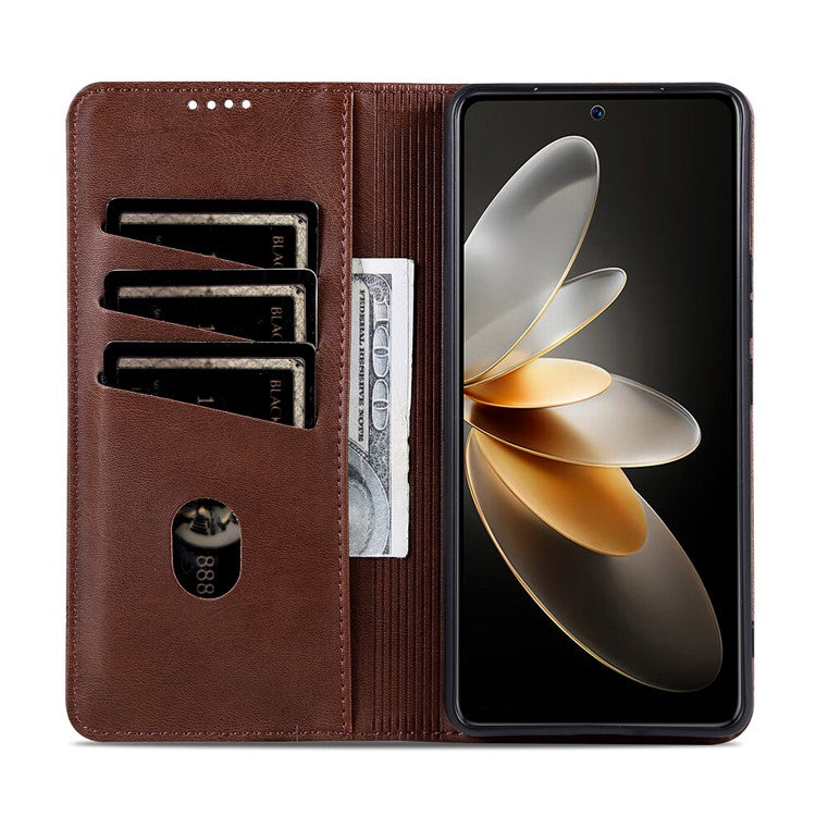 AZNS For Samsung Galaxy M55 5G / C55 5G / F55 5G Case Wallet PU Leather Magnetic Absorption Phone Cover - Coffee