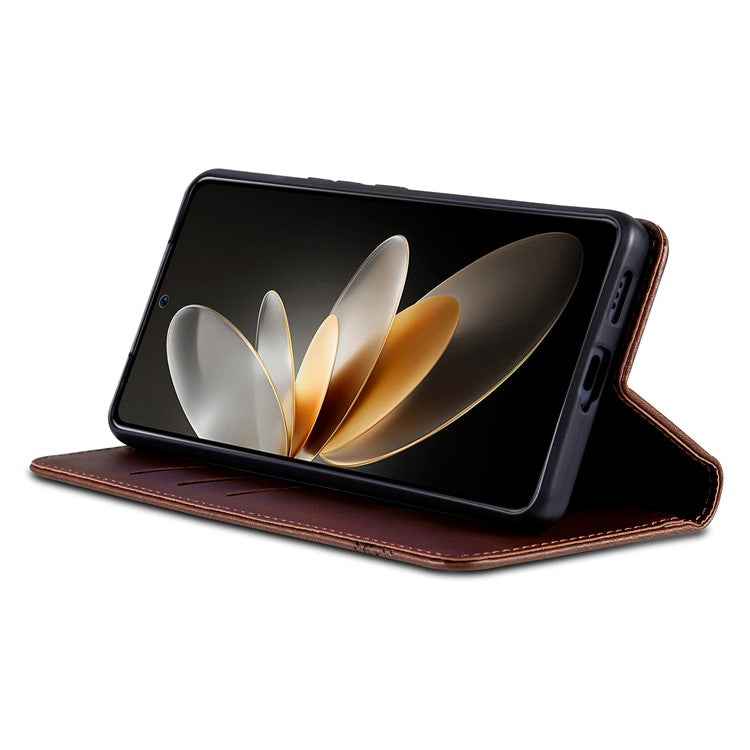 AZNS For Samsung Galaxy M55 5G / C55 5G / F55 5G Case Wallet PU Leather Magnetic Absorption Phone Cover - Coffee