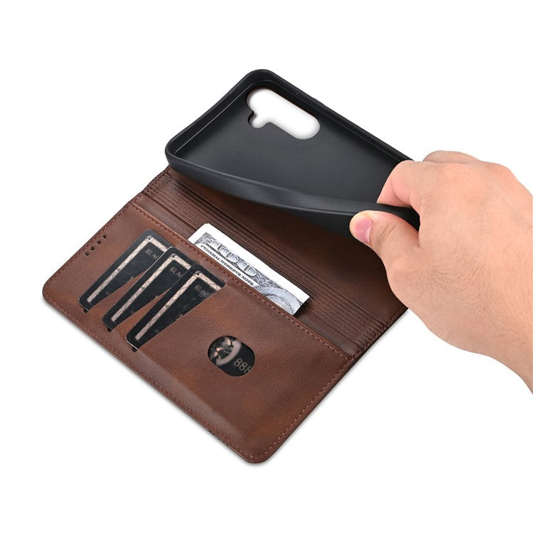 AZNS For Samsung Galaxy M55 5G / C55 5G / F55 5G Case Wallet PU Leather Magnetic Absorption Phone Cover - Coffee