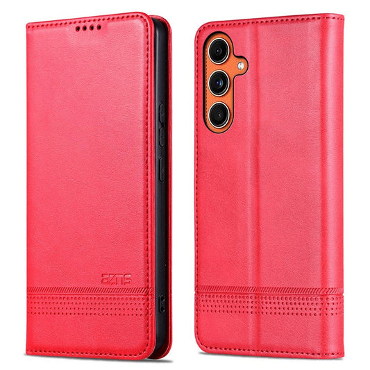 AZNS For Samsung Galaxy M55 5G / C55 5G / F55 5G Case Wallet PU Leather Magnetic Absorption Phone Cover - Red