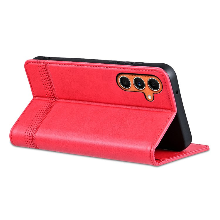 AZNS For Samsung Galaxy M55 5G / C55 5G / F55 5G Case Wallet PU Leather Magnetic Absorption Phone Cover - Red