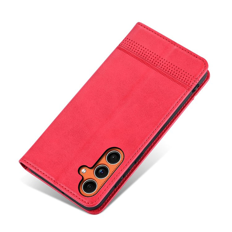 AZNS For Samsung Galaxy M55 5G / C55 5G / F55 5G Case Wallet PU Leather Magnetic Absorption Phone Cover - Red