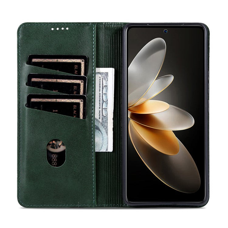AZNS For Samsung Galaxy M55 5G / C55 5G / F55 5G Case Wallet PU Leather Magnetic Absorption Phone Cover - Green