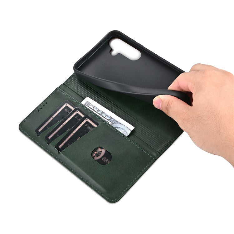 AZNS For Samsung Galaxy M55 5G / C55 5G / F55 5G Case Wallet PU Leather Magnetic Absorption Phone Cover - Green